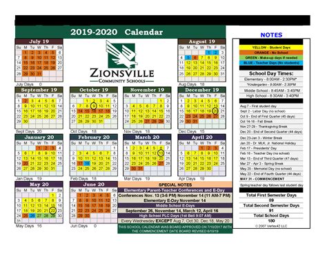 Zchs Calendar